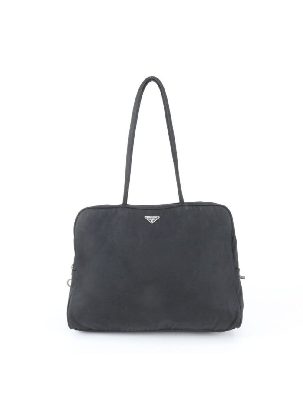 Prada White Tag Tessuto Nylon Triangle Logo Leather Tote Bag Shoulder